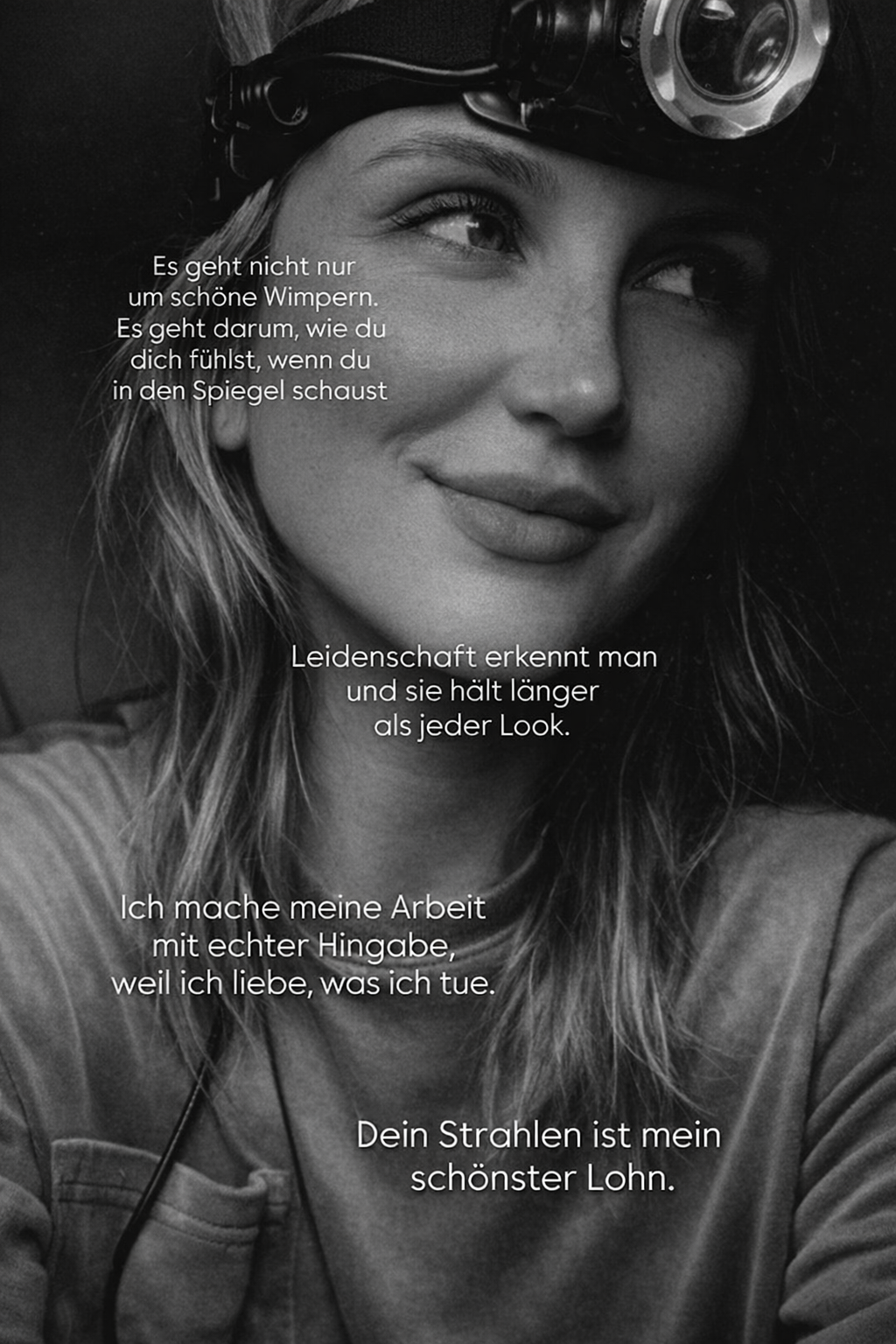 Julia, professionelle Wimpernstylistin bei der Arbeit